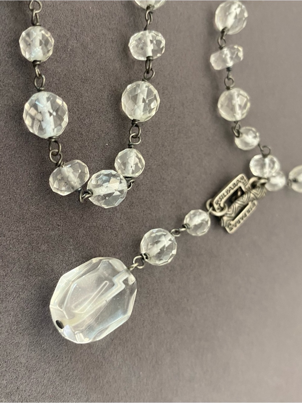 Retired Silpada 925 Sterling Glass/Crystal Drop Y-Necklace 35” - Picture 9 of 11